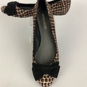 Animal print giraffe‎ pony hair flats w/ suede bows sz 9 Via Spiga Made In Italy